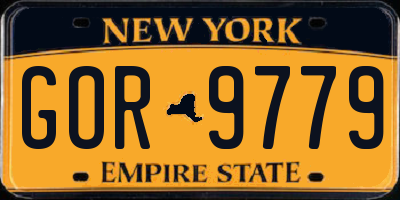 NY license plate GOR9779