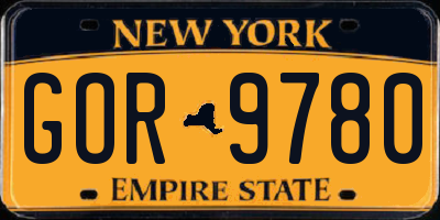 NY license plate GOR9780