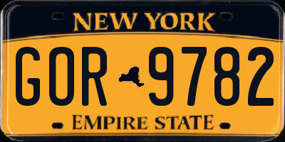 NY license plate GOR9782