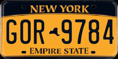 NY license plate GOR9784