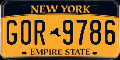 NY license plate GOR9786