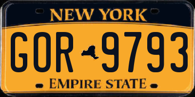 NY license plate GOR9793