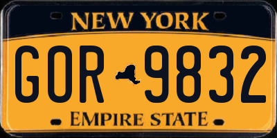 NY license plate GOR9832