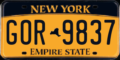 NY license plate GOR9837
