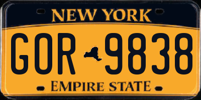 NY license plate GOR9838