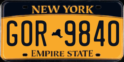 NY license plate GOR9840