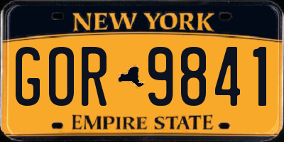 NY license plate GOR9841