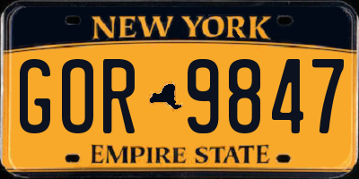 NY license plate GOR9847