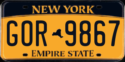 NY license plate GOR9867