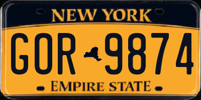 NY license plate GOR9874