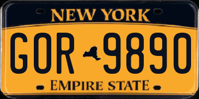 NY license plate GOR9890