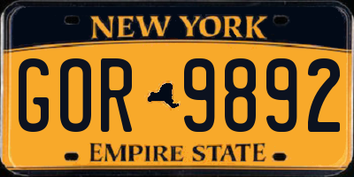 NY license plate GOR9892