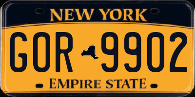 NY license plate GOR9902