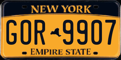 NY license plate GOR9907