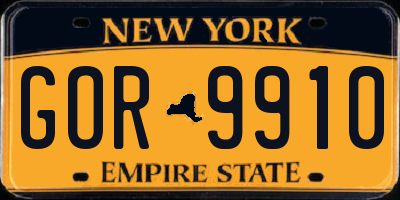 NY license plate GOR9910