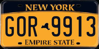 NY license plate GOR9913