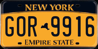 NY license plate GOR9916