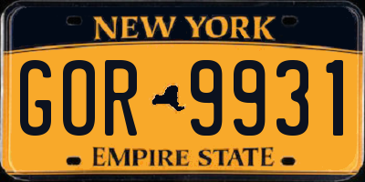 NY license plate GOR9931