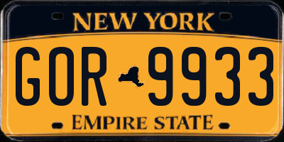 NY license plate GOR9933