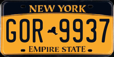 NY license plate GOR9937