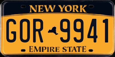 NY license plate GOR9941