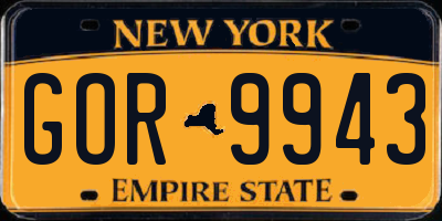 NY license plate GOR9943