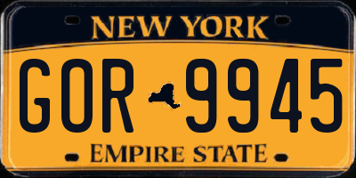 NY license plate GOR9945
