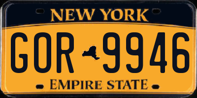 NY license plate GOR9946