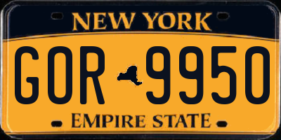 NY license plate GOR9950
