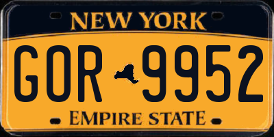 NY license plate GOR9952