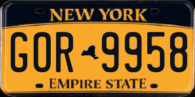 NY license plate GOR9958