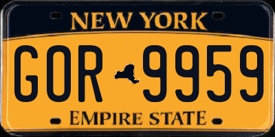 NY license plate GOR9959
