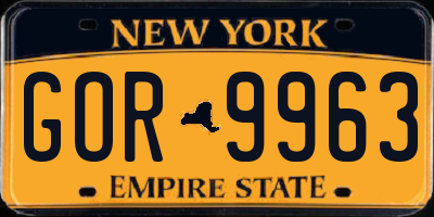 NY license plate GOR9963