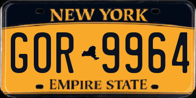 NY license plate GOR9964