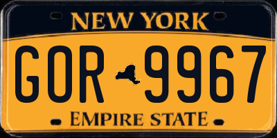 NY license plate GOR9967