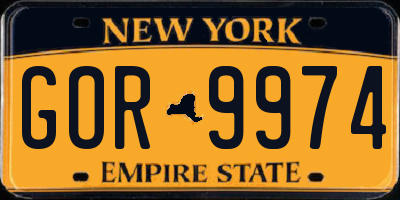 NY license plate GOR9974