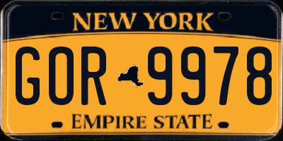 NY license plate GOR9978