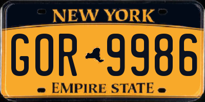 NY license plate GOR9986