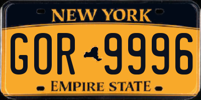 NY license plate GOR9996