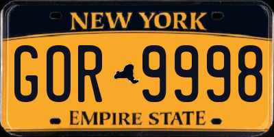 NY license plate GOR9998