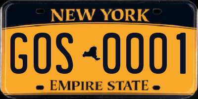 NY license plate GOS0001
