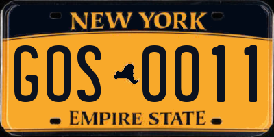 NY license plate GOS0011