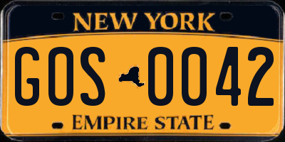 NY license plate GOS0042