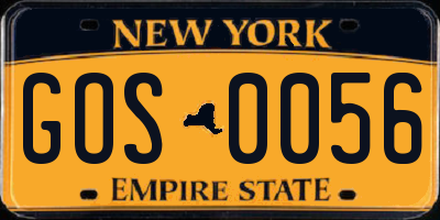 NY license plate GOS0056