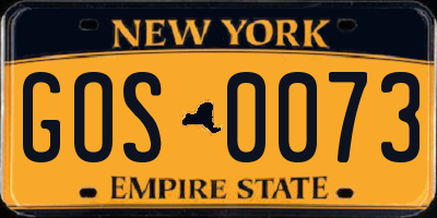 NY license plate GOS0073