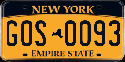 NY license plate GOS0093