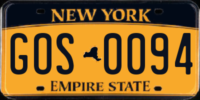 NY license plate GOS0094