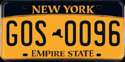 NY license plate GOS0096