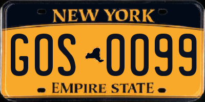 NY license plate GOS0099