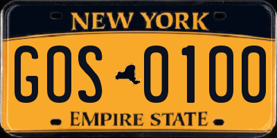 NY license plate GOS0100